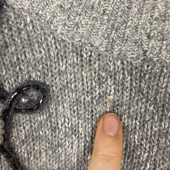 VTG Santoria Womens Beaded Sweater Size M Silk Blend Gray Ugly Christmas Glam - Picture 5 of 12